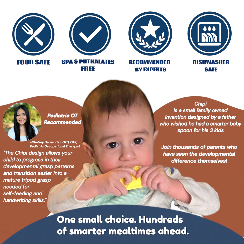 Chipi Baby Spoon – Smarter Baby Steps, First Stage Training, Self-Feeding Utensil, Easy Grip, Choke-Free, Soft Silicone, Pre-Spoon for Puree Toddler Baby Led Weaning (BLW), Essential 6 month
