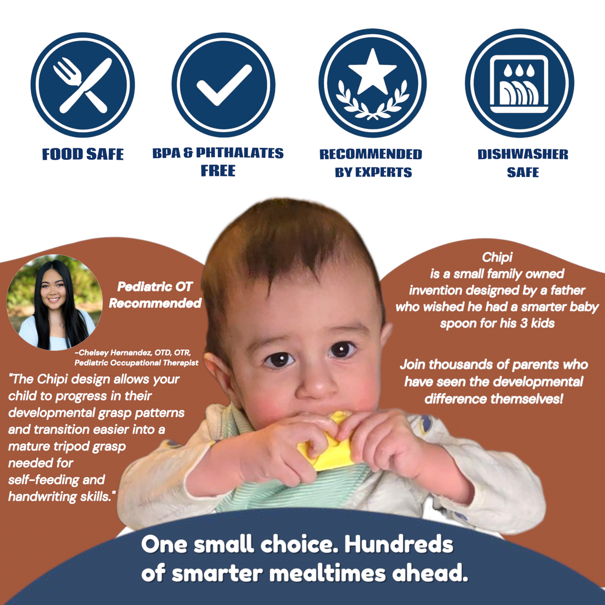 Chipi Baby Spoon – Smarter Baby Steps, First Stage Training, Self-Feeding Utensil, Easy Grip, Choke-Free, Soft Silicone, Pre-Spoon for Puree Toddler Baby Led Weaning (BLW), Essential 6 month