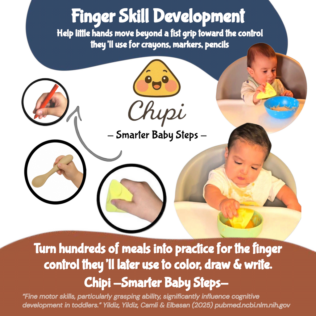 Chipi Baby Spoon – Smarter Baby Steps, First Stage Training, Self-Feeding Utensil, Easy Grip, Choke-Free, Soft Silicone, Pre-Spoon for Puree Toddler Baby Led Weaning (BLW), Essential 6 month