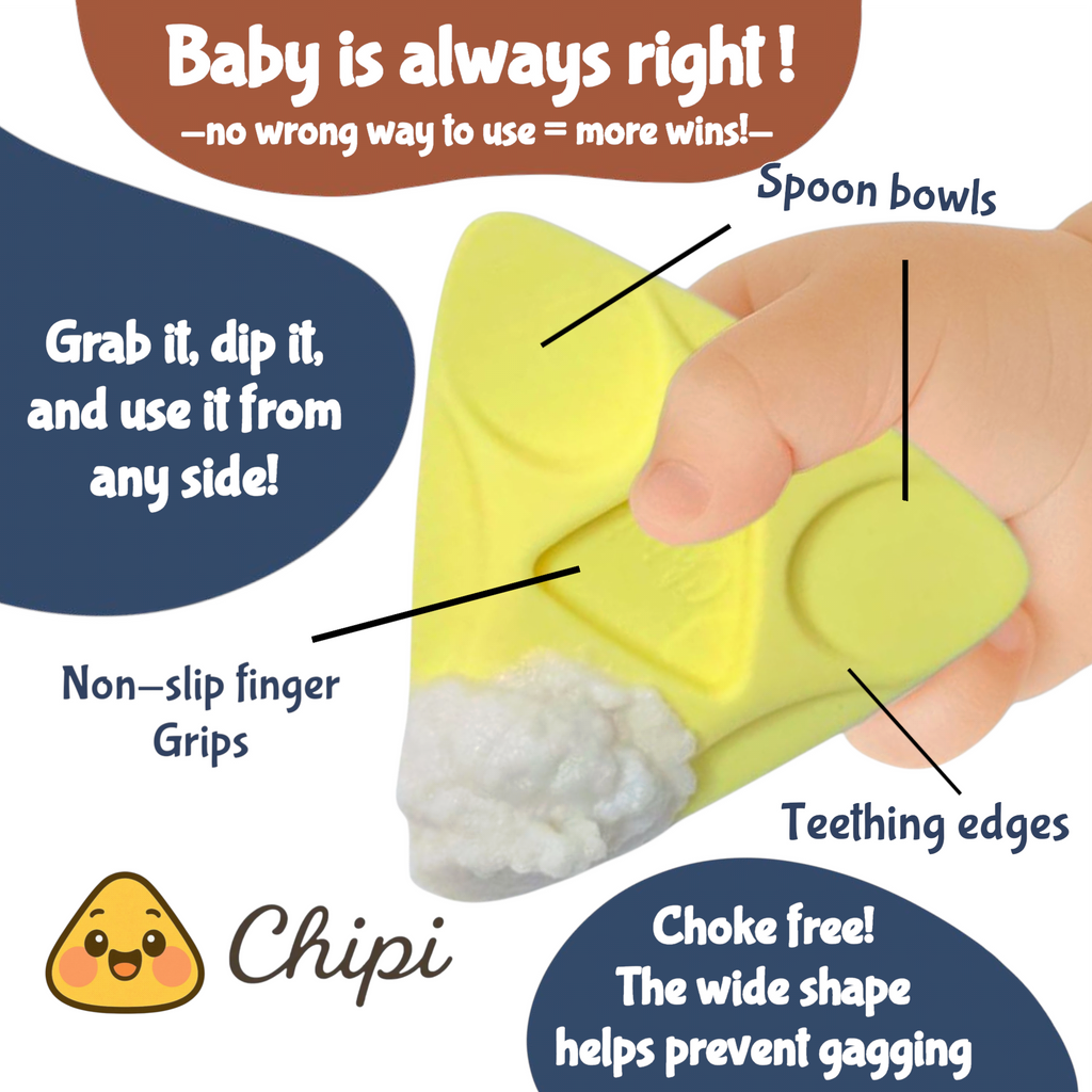 Chipi Baby Spoon – Smarter Baby Steps, First Stage Training, Self-Feeding Utensil, Easy Grip, Choke-Free, Soft Silicone, Pre-Spoon for Puree Toddler Baby Led Weaning (BLW), Essential 6 month