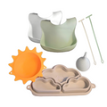 Chipi Nature Feeding Set 10pc System- Travel plates, Sun Bowl, 3-in-1 Raindrop cup, (2) Bibs